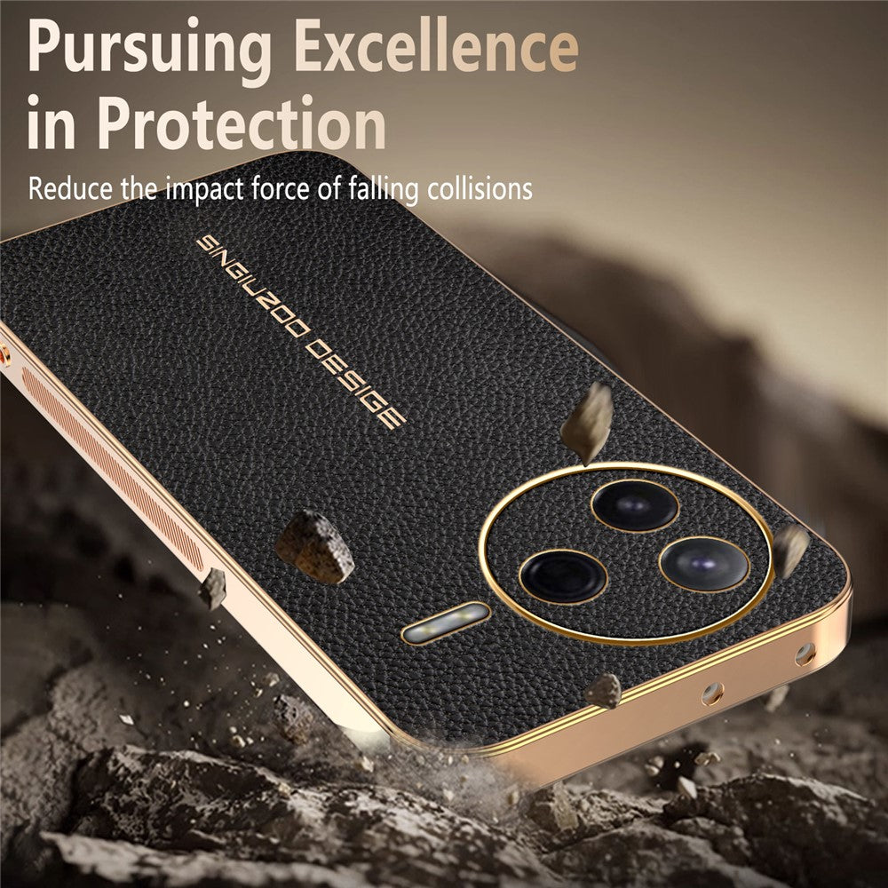 Phone Case For Xiaomi Redmi K80 5G  /  Poco F7 Pro 5G Anti Scratch Litchi Texture TPU Leather PU Phone Back Cover
