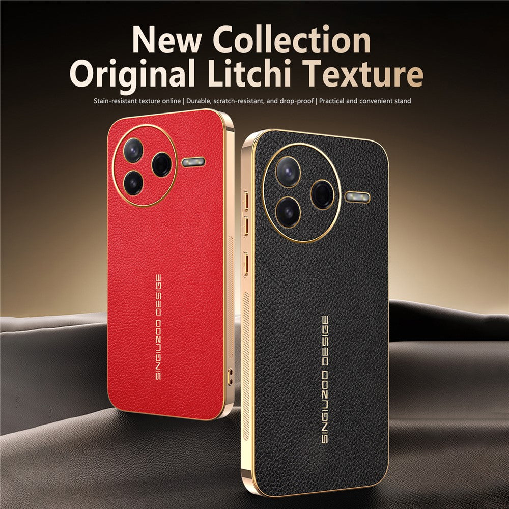Phone Case For Xiaomi Redmi K80 5G  /  Poco F7 Pro 5G Anti Scratch Litchi Texture TPU Leather PU Phone Back Cover