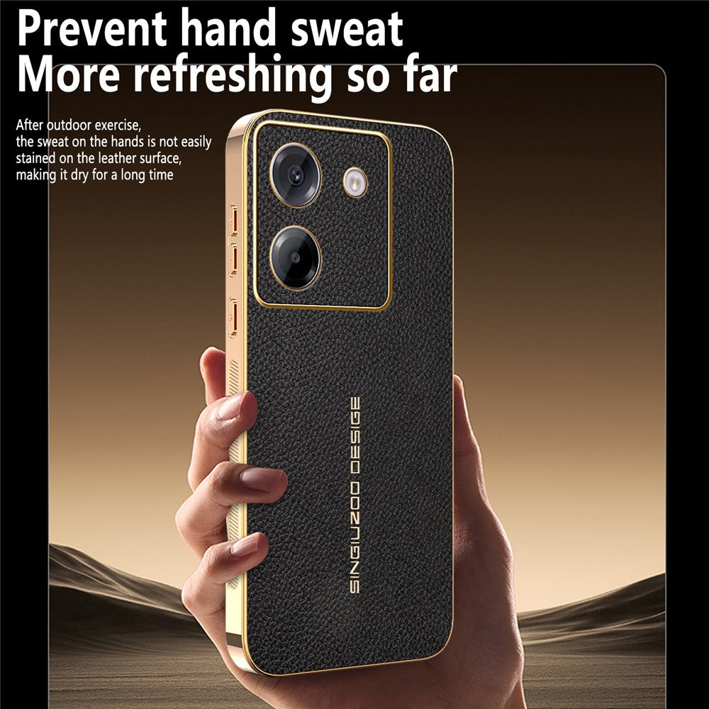 For Xiaomi Poco M7 Pro 5G Case Anti Scratch Litchi Texture TPU Leather PU Phone Back Cover