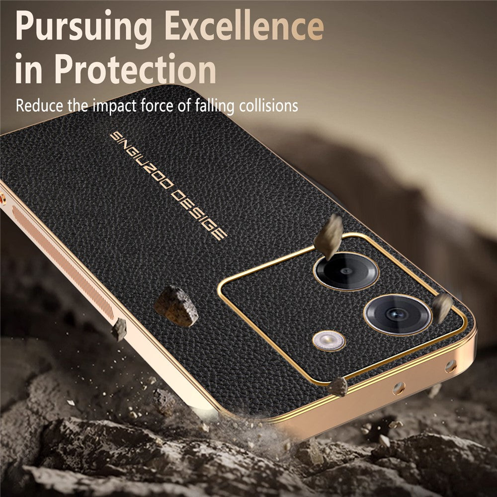 For Xiaomi Poco M7 Pro 5G Case Anti Scratch Litchi Texture TPU Leather PU Phone Back Cover