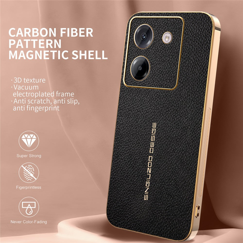 For Xiaomi Poco M7 Pro 5G Case Anti Scratch Litchi Texture TPU Leather PU Phone Back Cover