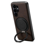 DENIOR A14 For Samsung Galaxy S26 Ultra Magnetic Case Rotary Kickstand Leather PC TPU Phone Cover