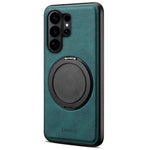 DENIOR A14 For Samsung Galaxy S26 Ultra Magnetic Case Rotary Kickstand Leather PC TPU Phone Cover