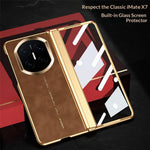 For Huawei Mate X7 Case PU Leather + PC Phone Cover with Tempered Glass Screen Film