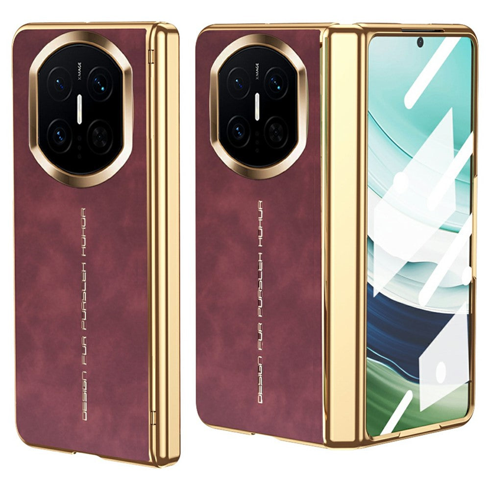 For Huawei Mate X7 Case PU Leather + PC Phone Cover with Tempered Glass Screen Film