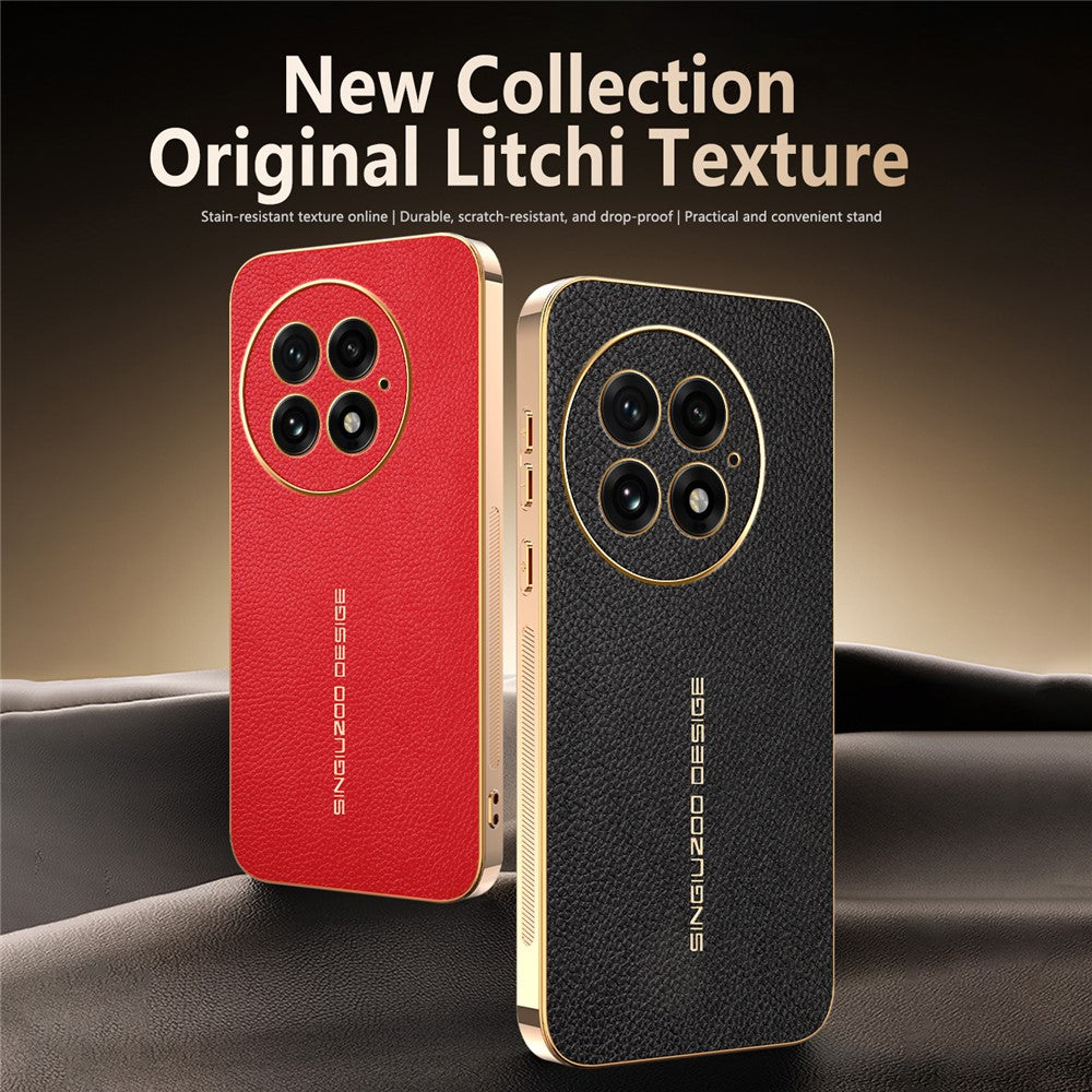 For OnePlus 13 Case Anti Scratch Litchi Texture TPU Leather PU Phone Back Cover