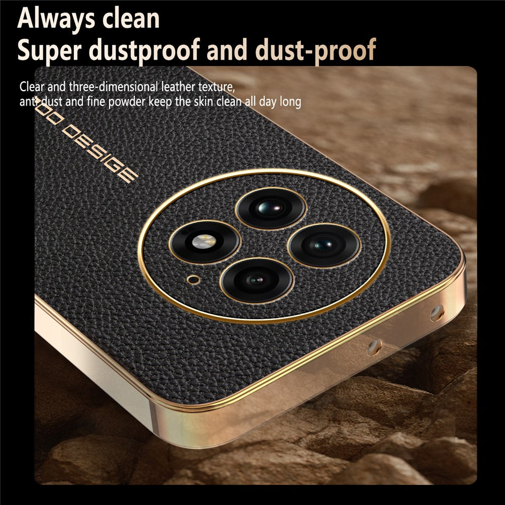 For OnePlus 13 Case Anti Scratch Litchi Texture TPU Leather PU Phone Back Cover