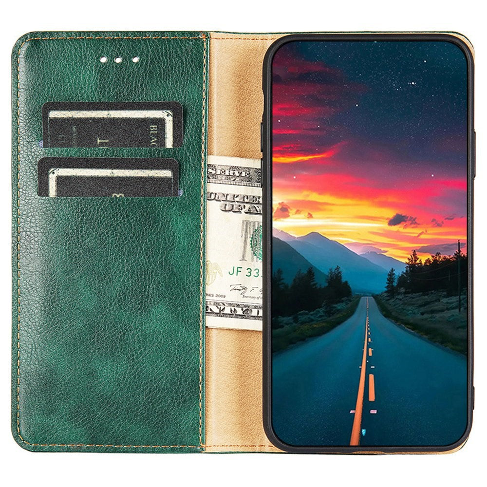 PU Leather Magnetic Auto-absorbed Case for Oppo A17 4G Wallet Stand Protective Phone Cover