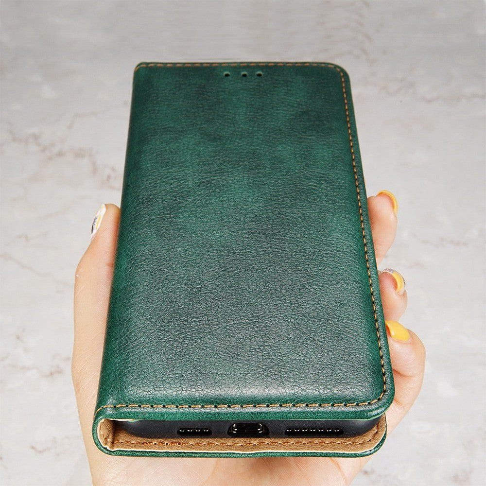 PU Leather Magnetic Auto-absorbed Case for Oppo A17 4G Wallet Stand Protective Phone Cover