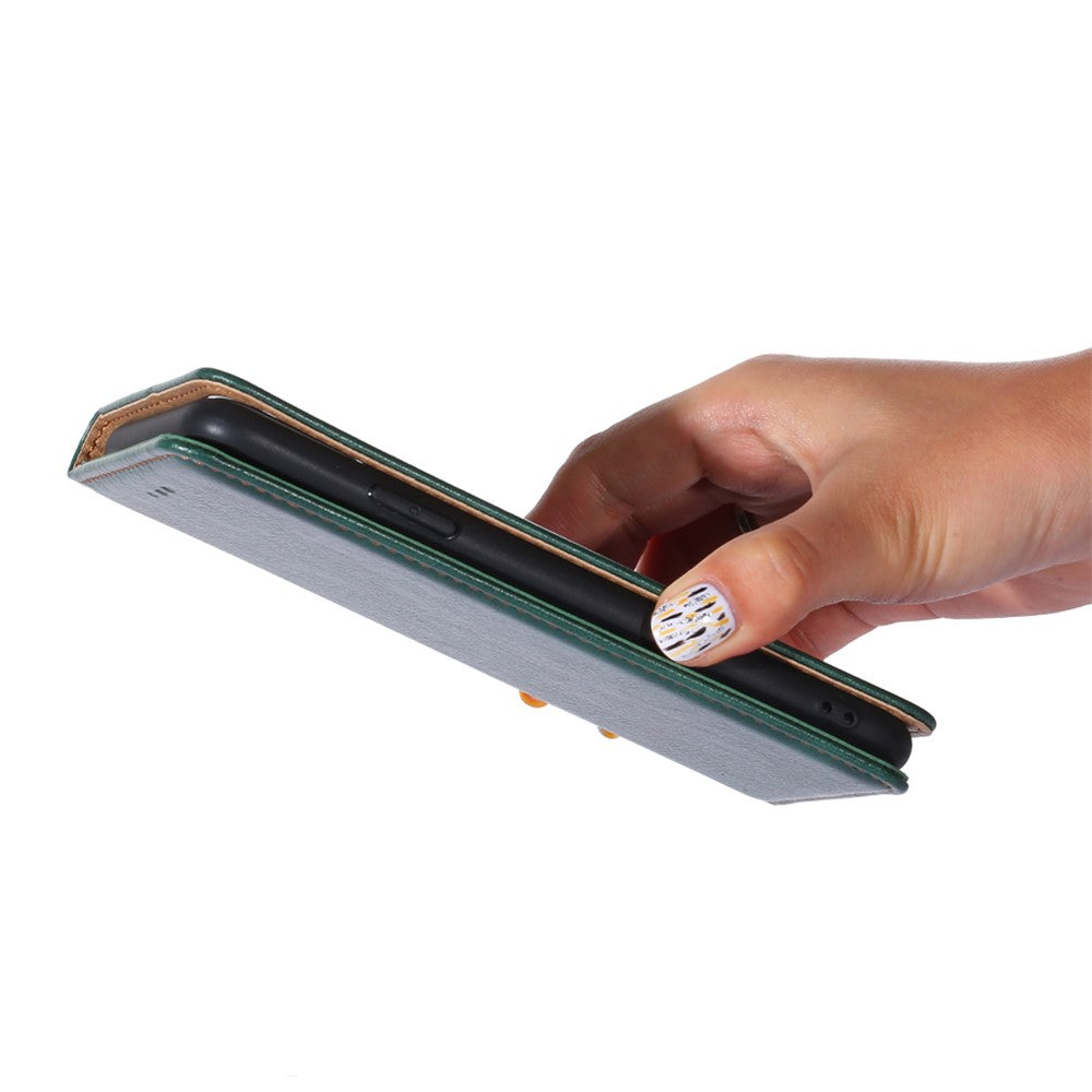 PU Leather Magnetic Auto-absorbed Case for Oppo A17 4G Wallet Stand Protective Phone Cover