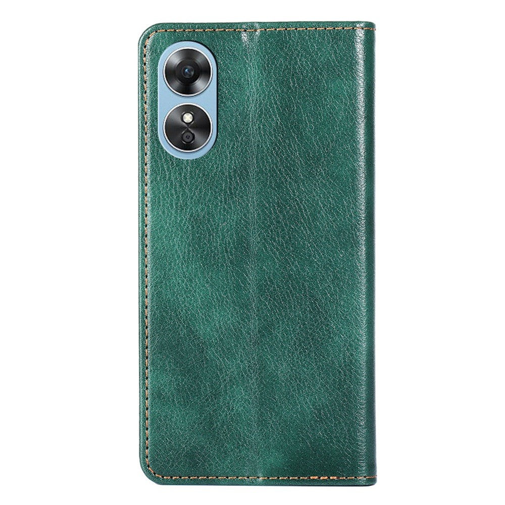PU Leather Magnetic Auto-absorbed Case for Oppo A17 4G Wallet Stand Protective Phone Cover