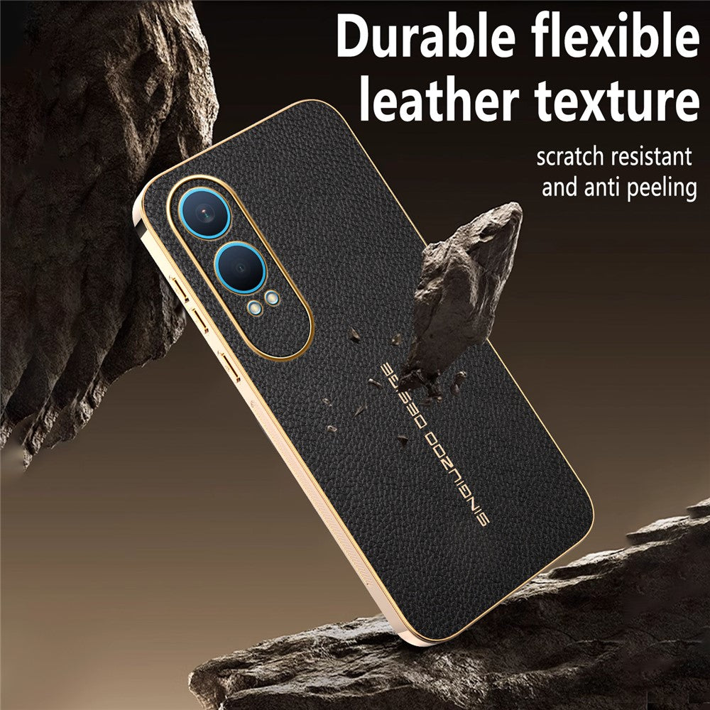 OnePlus Nord CE4 Lite 5G-skal Anti-repande Litchi-textur TPU-läder PU-mobilskal