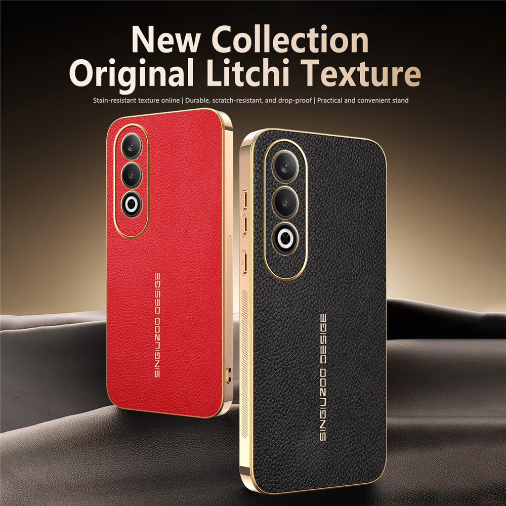OnePlus Nord CE4 5G-skal Anti-repande Litchi-textur TPU-läder PU-mobilskal