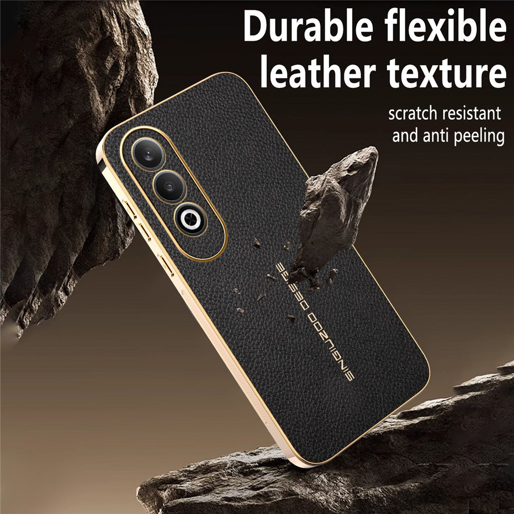 OnePlus Nord CE4 5G-skal Anti-repande Litchi-textur TPU-läder PU-mobilskal