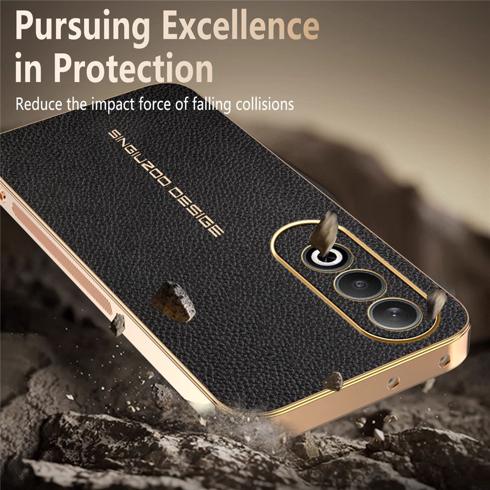 OnePlus Nord CE4 5G-skal Anti-repande Litchi-textur TPU-läder PU-mobilskal