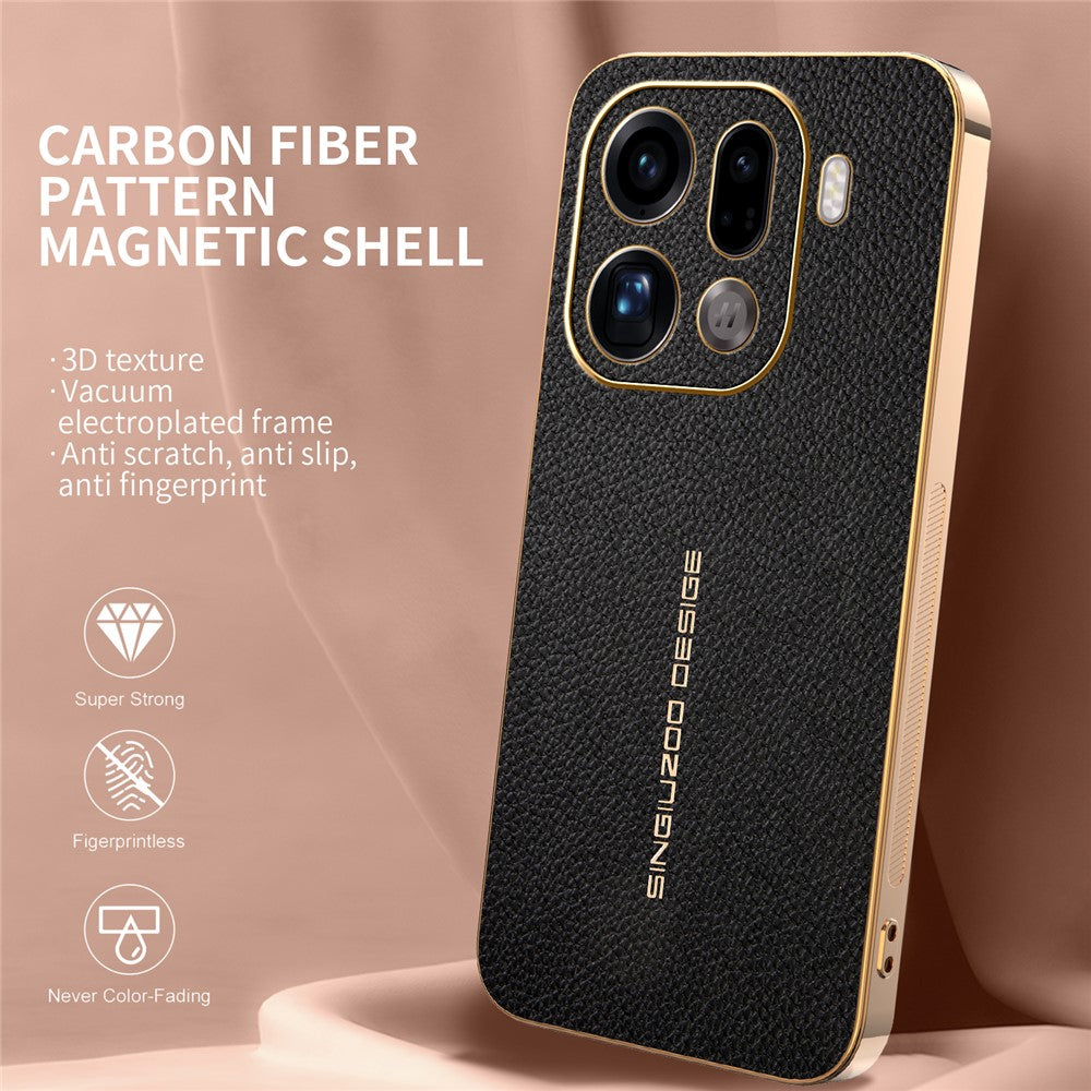 For Oppo Find X9 Pro 5G Case Anti Scratch Litchi Texture TPU Leather PU Phone Back Cover