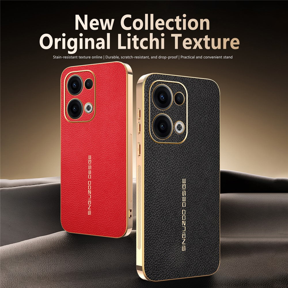 For Oppo Reno13 5G (Global) Case Anti Scratch Litchi Texture TPU Leather PU Phone Back Cover