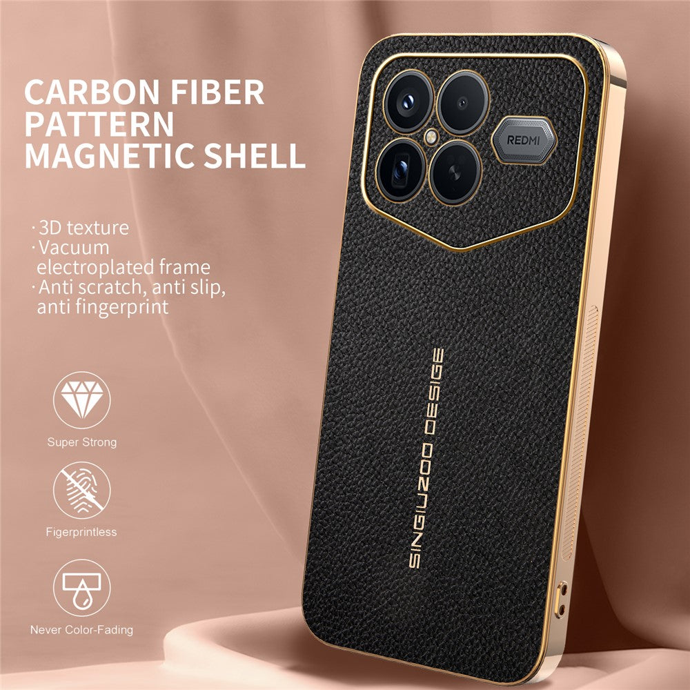 For Xiaomi Redmi K90 Pro Max 5G  /  Poco F8 Ultra Case Anti Scratch Litchi Texture TPU Leather PU Phone Back Cover