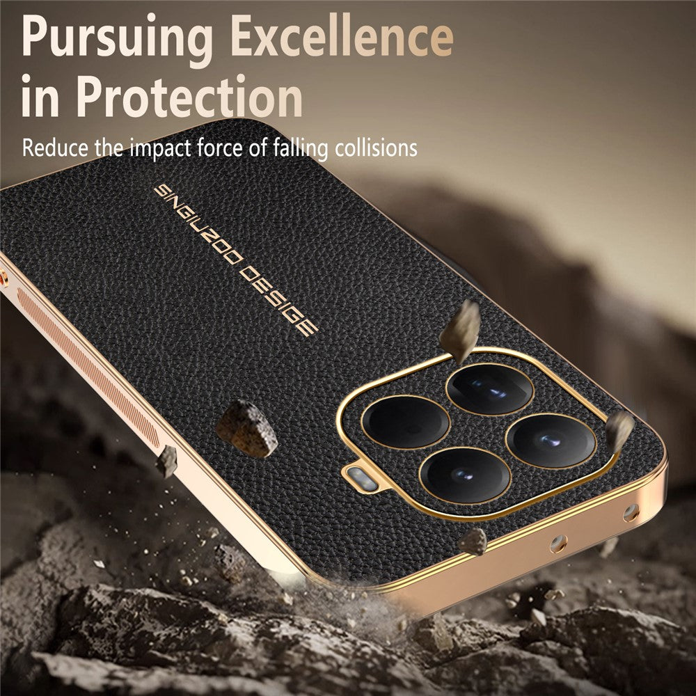 For Xiaomi 15T Pro Case Anti Scratch Litchi Texture TPU Leather PU Phone Back Cover
