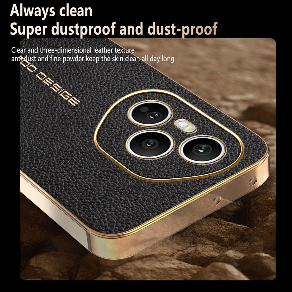 For Honor 400 Pro 5G (Global) Case Anti Scratch Litchi Texture TPU Leather PU Phone Back Cover