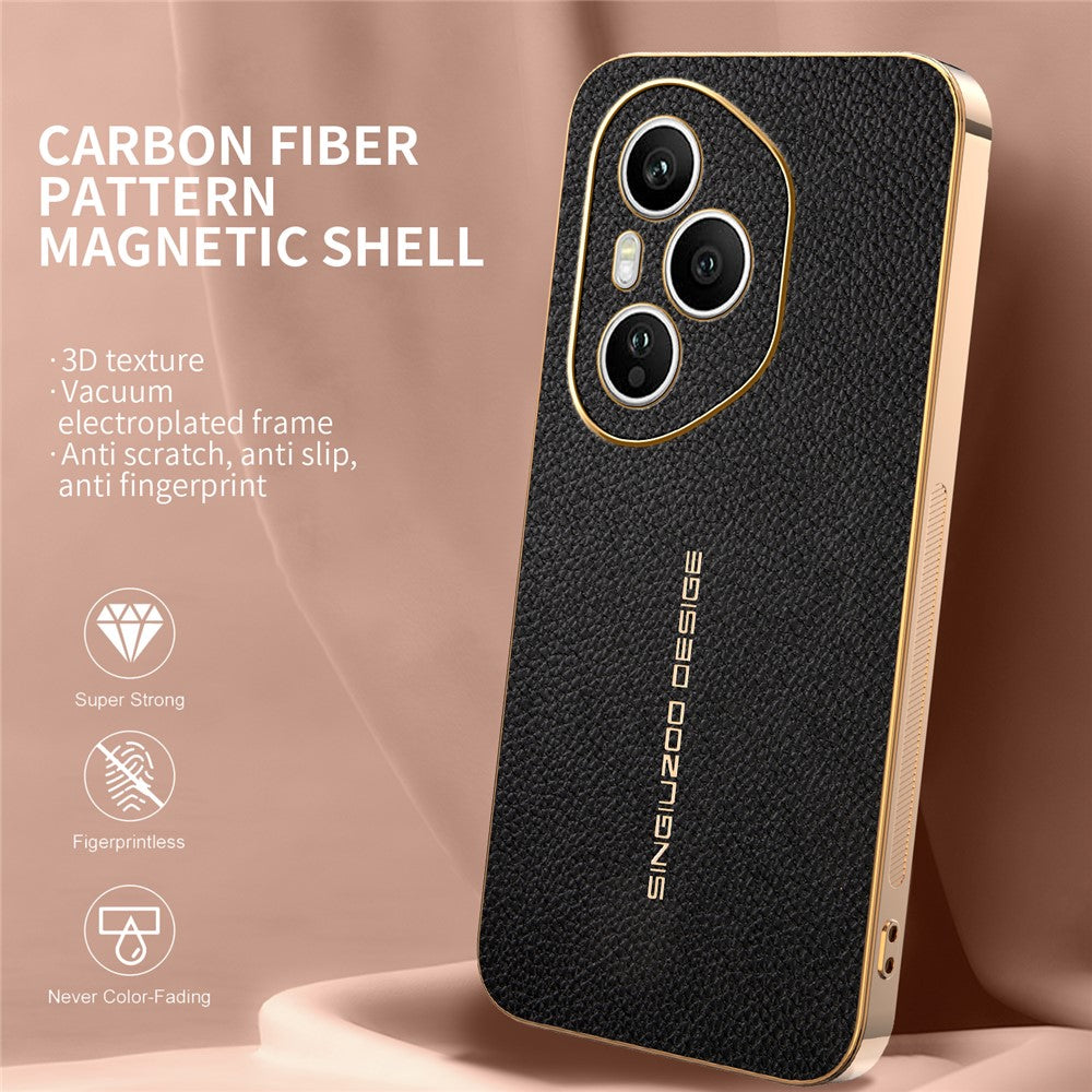 For Honor 400 Pro 5G (Global) Case Anti Scratch Litchi Texture TPU Leather PU Phone Back Cover