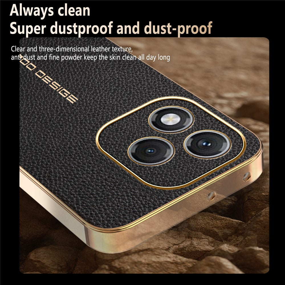 For Honor 400 Lite 5G Case Anti Scratch Litchi Texture TPU Leather PU Phone Back Cover