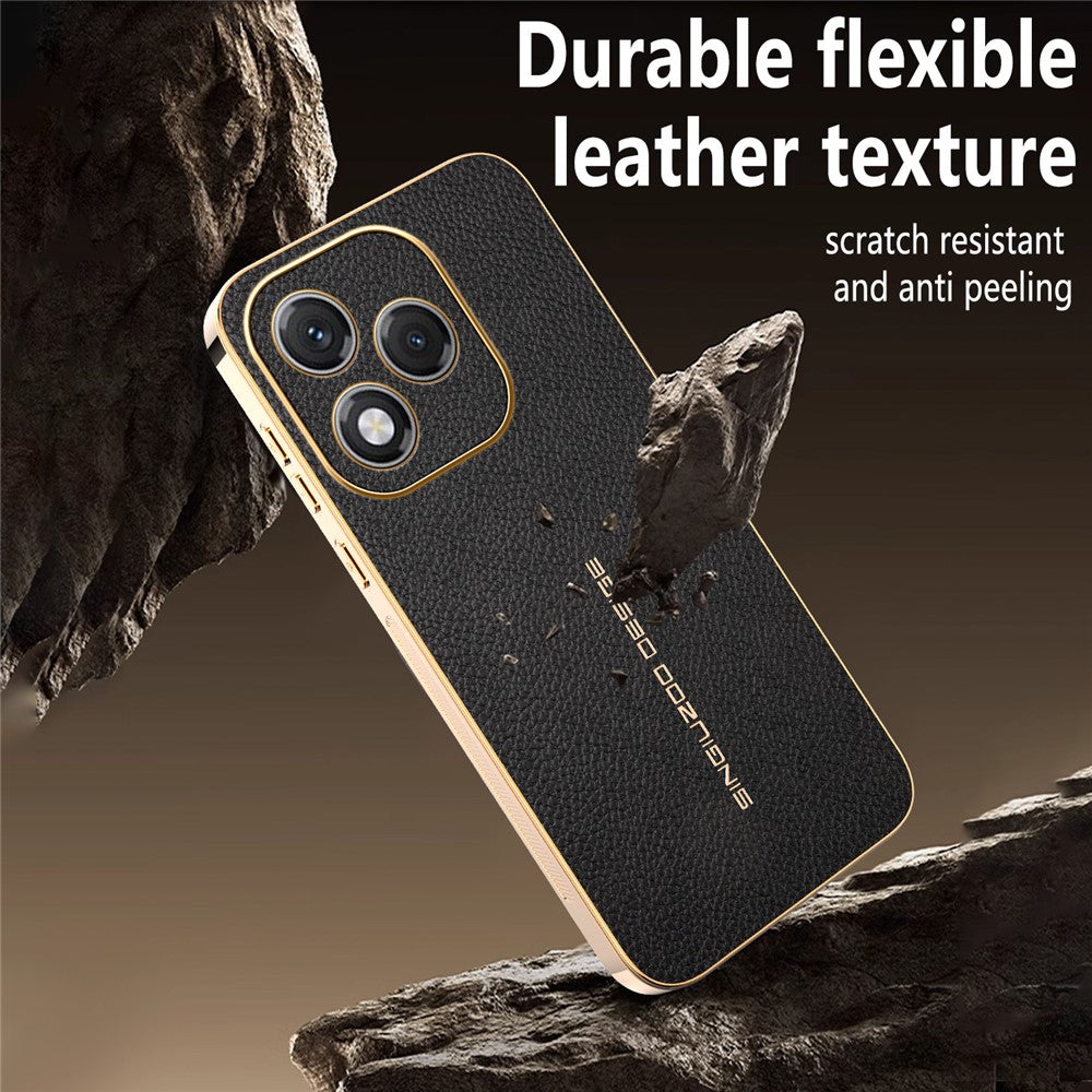 For Honor 400 Lite 5G Case Anti Scratch Litchi Texture TPU Leather PU Phone Back Cover