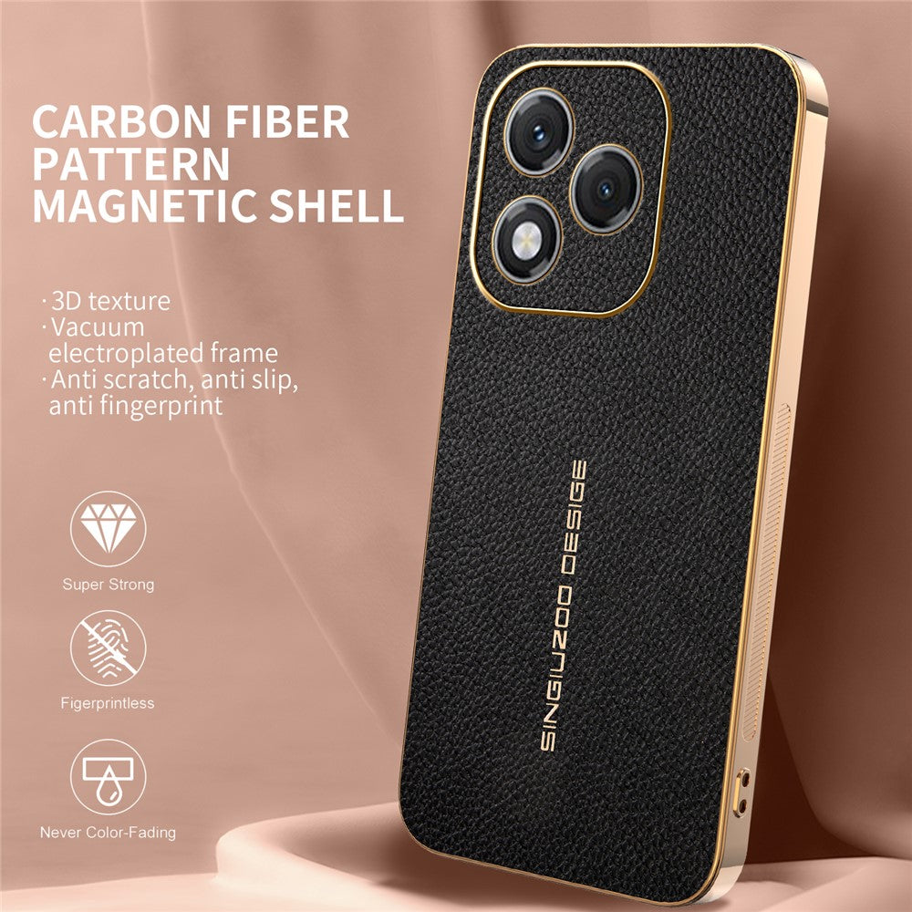 For Honor 400 Lite 5G Case Anti Scratch Litchi Texture TPU Leather PU Phone Back Cover