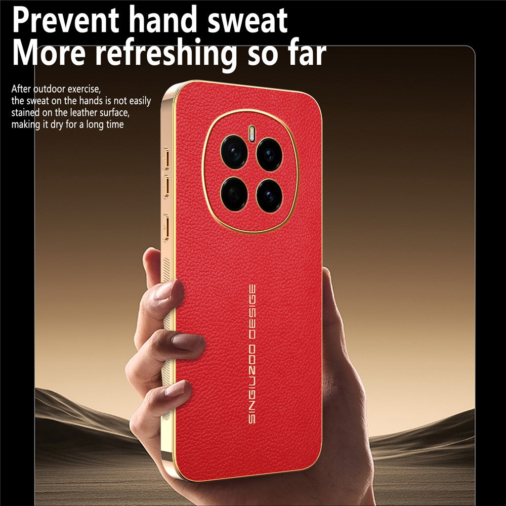 For Honor Magic7 5G Case Anti Scratch Litchi Texture TPU Leather PU Phone Back Cover