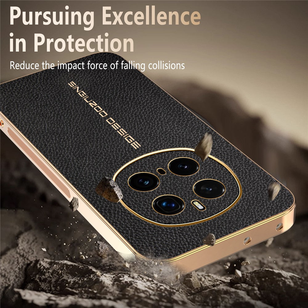 For Honor Magic7 Pro 5G Case Anti Scratch Litchi Texture TPU Leather PU Phone Back Cover