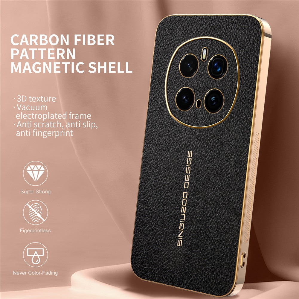 For Honor Magic7 Pro 5G Case Anti Scratch Litchi Texture TPU Leather PU Phone Back Cover