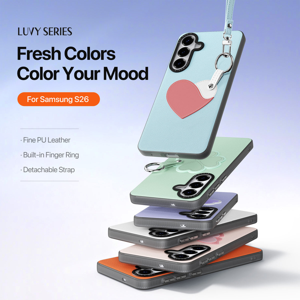 DUX DUCIS For Samsung Galaxy S26 Case  Luvy Series PU Leather + PC Phone Case with Finger Ring / Strap