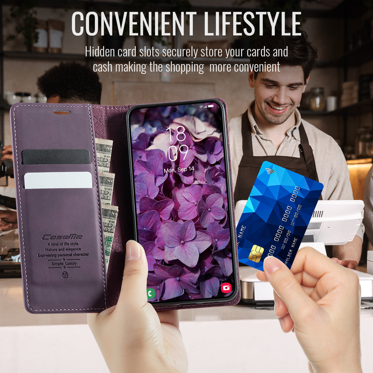 CASEME For Samsung Galaxy S26 Case  033 Series RFID Blocking Wallet Stand Calf Texture Leather Phone Cover