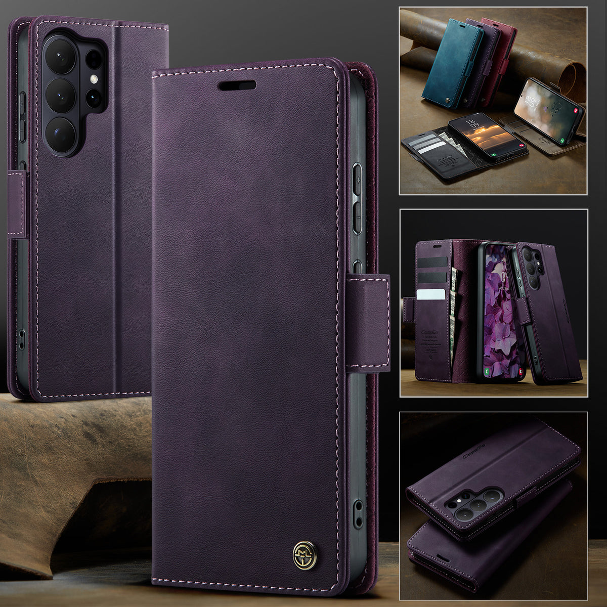 CASEME For Samsung Galaxy S26 Ultra Case 033 Series RFID Blocking Wallet Stand Calf Texture Leather Phone Cover