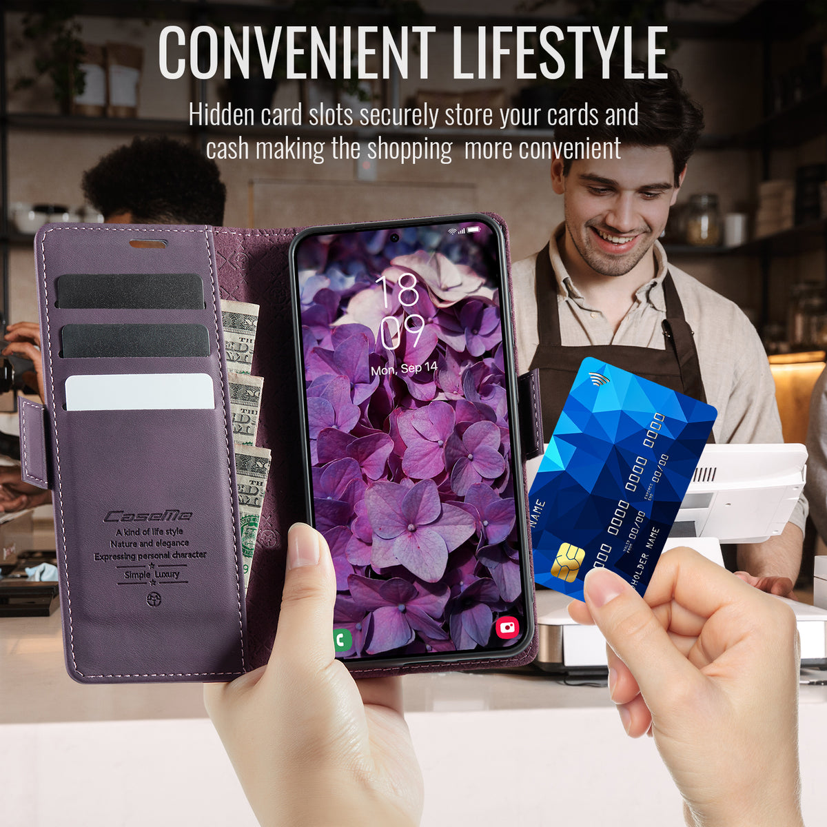 CASEME For Samsung Galaxy S26 Ultra Case 033 Series RFID Blocking Wallet Stand Calf Texture Leather Phone Cover
