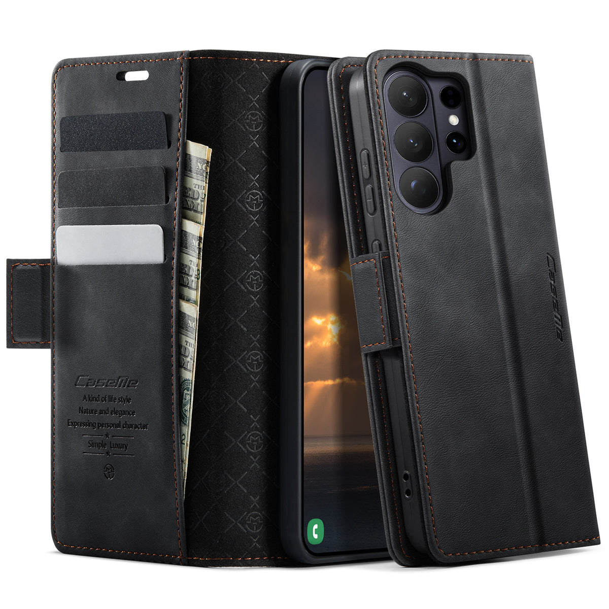 CASEME For Samsung Galaxy S26 Ultra Case 033 Series RFID Blocking Wallet Stand Calf Texture Leather Phone Cover