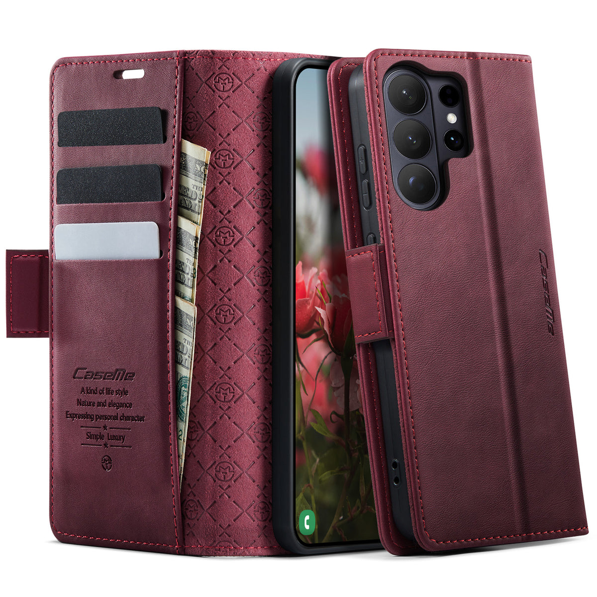 CASEME For Samsung Galaxy S26 Ultra Case 033 Series RFID Blocking Wallet Stand Calf Texture Leather Phone Cover