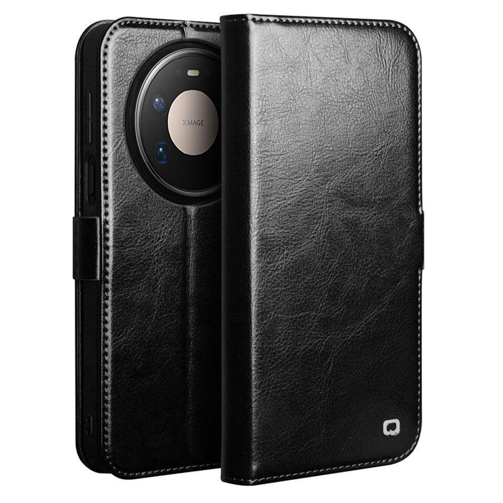 QIALINO For Huawei Mate 80 Pro Max Case Genuine Cow Leather Stand Wallet Phone Cover