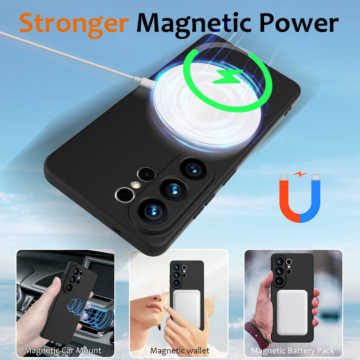 For Samsung Galaxy S26 Ultra Magnetic Case Anti-Drop Liquid Silicone Phone Cover