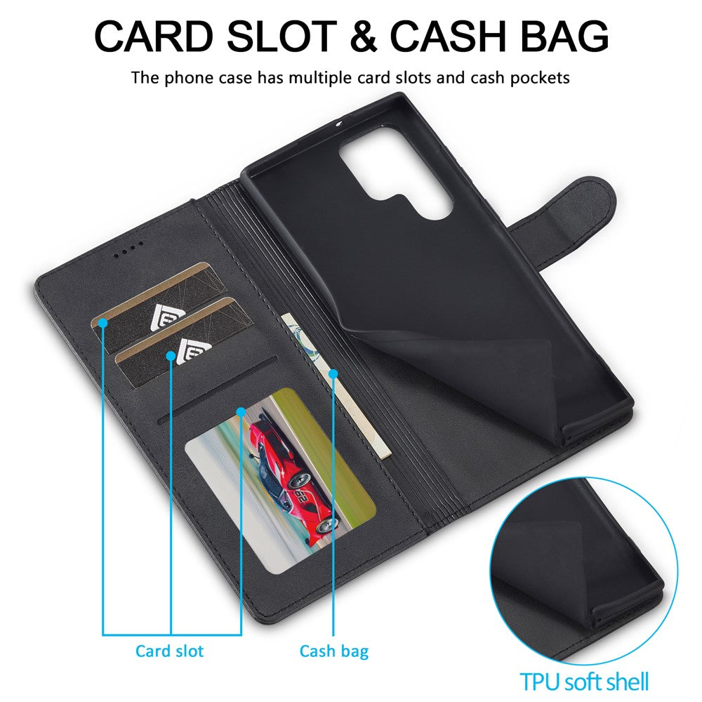 LC.IMEEKE For Samsung Galaxy S26 Ultra Case Wallet Calf Texture Leather Phone Cover