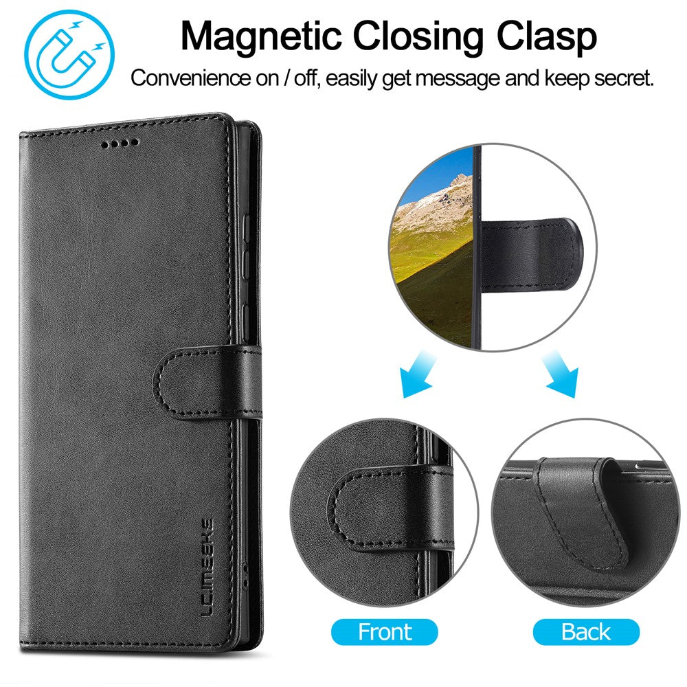 LC.IMEEKE For Samsung Galaxy S26 Ultra Case Wallet Calf Texture Leather Phone Cover