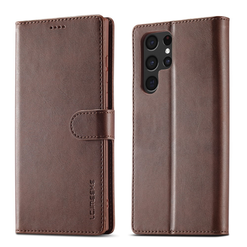 LC.IMEEKE For Samsung Galaxy S26 Ultra Case Wallet Calf Texture Leather Phone Cover