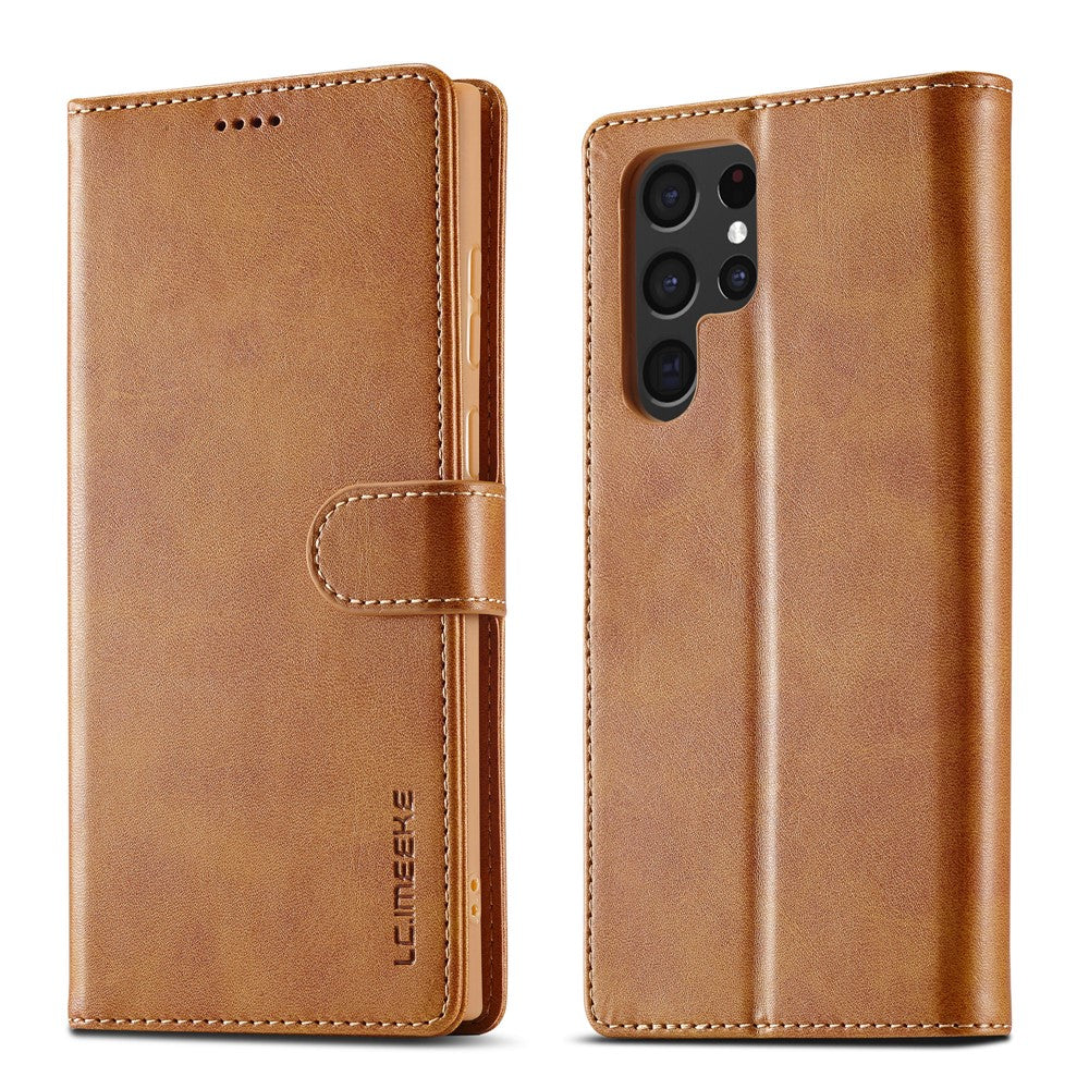 LC.IMEEKE For Samsung Galaxy S26 Ultra Case Wallet Calf Texture Leather Phone Cover