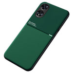 Back Case for Oppo A17 4G, Lines Imprinted PU Leather+TPU Hybrid Shell with Built-in Metal Sheet