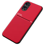 Back Case for Oppo A17 4G, Lines Imprinted PU Leather+TPU Hybrid Shell with Built-in Metal Sheet