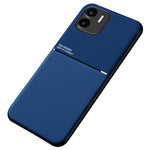 Drop Proof Back Case for Xiaomi Redmi A1 4G / A2 4G , Lines Imprinted PU Leather+TPU Hybrid Shell with Built-in Metal Sheet