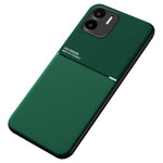 Drop Proof Back Case for Xiaomi Redmi A1 4G / A2 4G , Lines Imprinted PU Leather+TPU Hybrid Shell with Built-in Metal Sheet
