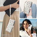 Wallet Case for Samsung Galaxy A37 5G / A56 5G / A36 5G Rhombic Floral Design Leather Flip Phone Cover with Strap