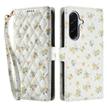 Wallet Case for Samsung Galaxy A37 5G / A56 5G / A36 5G Rhombic Floral Design Leather Flip Phone Cover with Strap