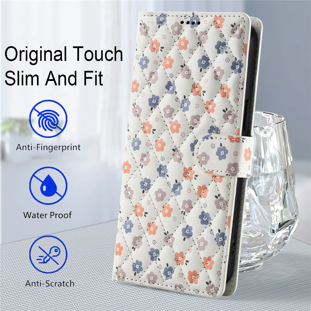 Til Samsung Galaxy A57 5G Pung Etui, Rombe Blomster Design Læder Flip Telefon Cover med Strop